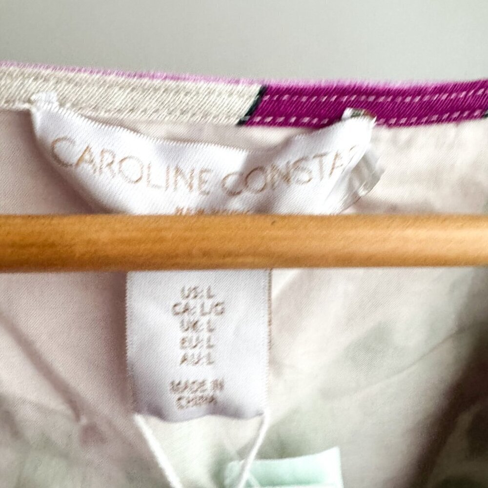 Caroline Constas Purple Green Floral Long Sleev Cropped Top L - Picture 3 of 7